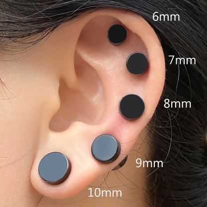 Punk Titanium Steel Men Strong Magnet Magnetic Ear Clip Stud Set No Piercing Earring For Girlfriend Boyfriend Lover Jewelry Gift