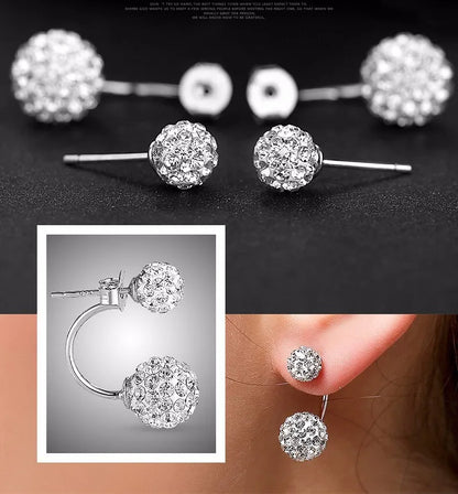 CHSHINE Promotion 925 Sterling Silver Fashion U Bend Shiny Shambhala Ball Ladies Stud Earrings Jewelry Free Wholesale Gifts