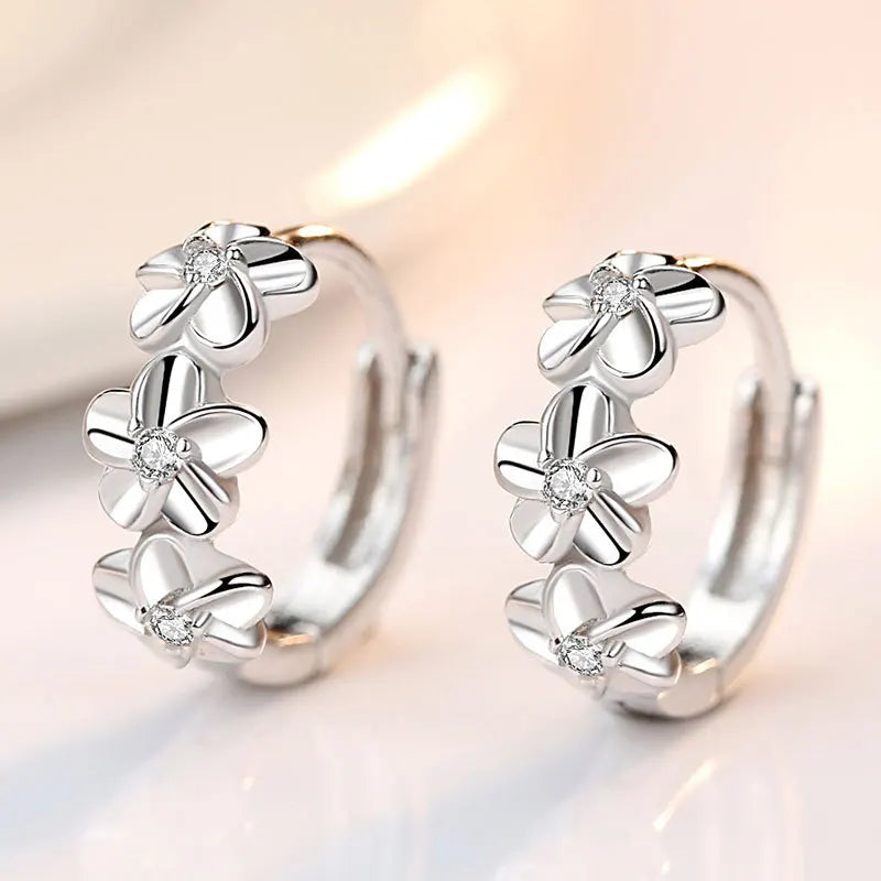 Orecchini ad ago in argento sterling 925 di vendita superiore per moda nuziale da donna, gioielli di alta qualità, fiore in zircone di cristallo, perno carino