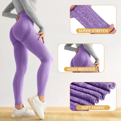 Leggings a vita alta Pantaloni da yoga Collant sportivi in ​​cotone a movimento atletico attillati da palestra a vita da donna 