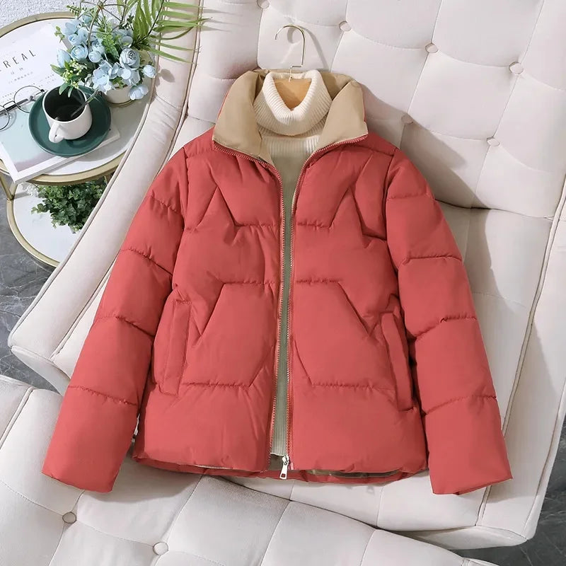 2023 New Winter Coats Women Parka Cotton Casual Jackets Thick Warm Overcoat Female Short Outerwear Black Khaki Clothes