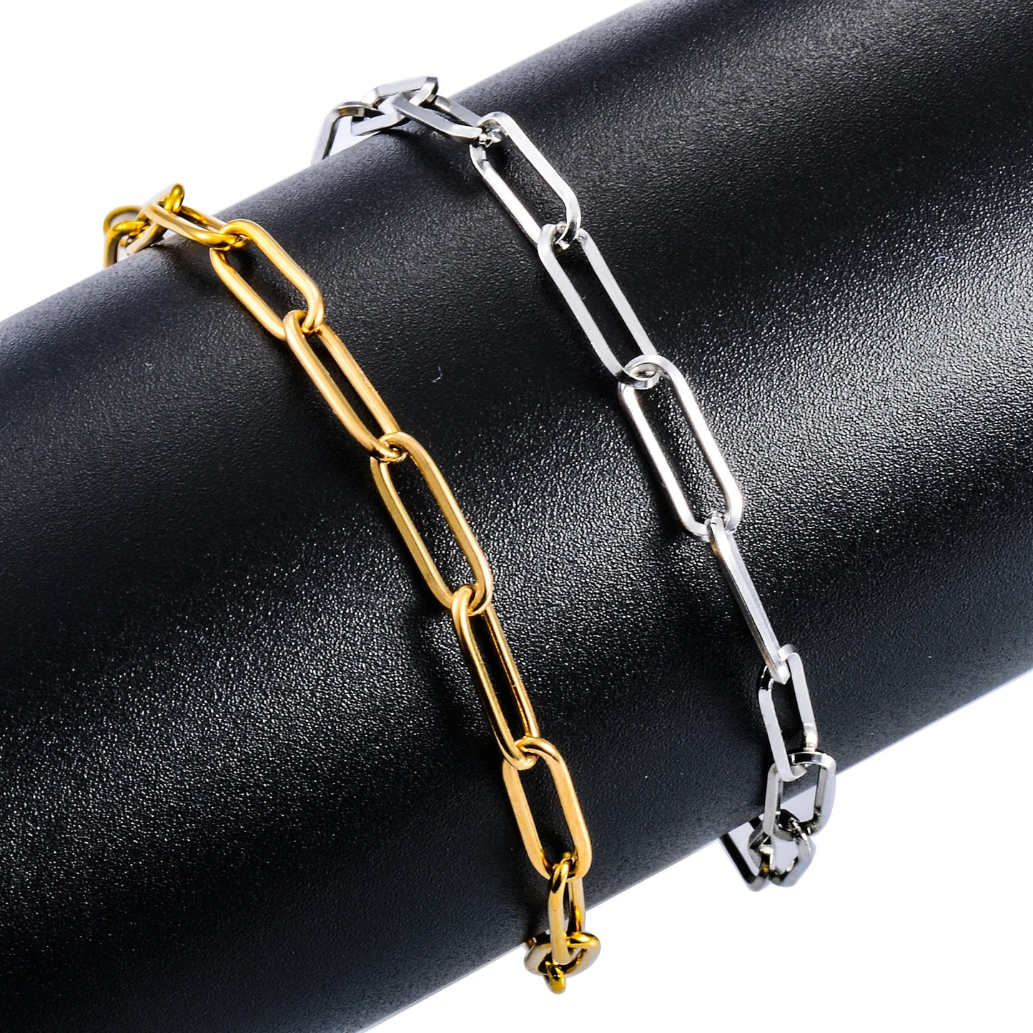 4mm Widt Paperclip Link Chain bracelet Stainless Steel Gold Color Long Chain Punk Choker Necklace For Women Men Jewelry Gift