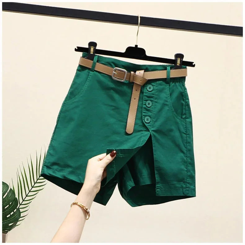 Pure cotton casual shorts for women in 2023 summer wear Korean version versatile A-line pants summer pants women's shorts