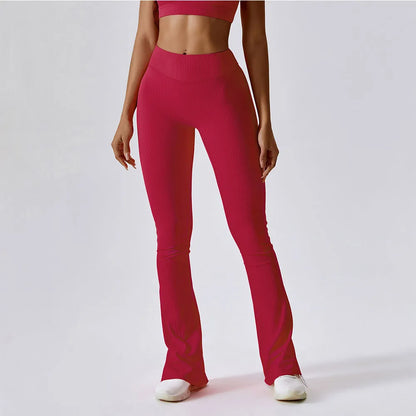 New Latin Dance Trousers Women High Waist Wide Leg Pants Women Gym Workout Fitness Sports Flared Pant Leggings Flare Yoga Pants