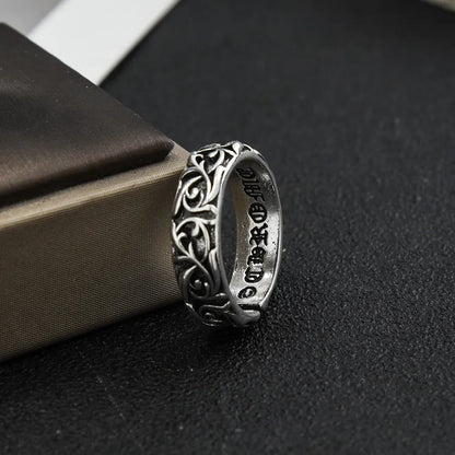 Gothic Personality Cross Sterling Silver Rings Men and Women Lovers Trendsetter Retro Thai Silver Eternal Rattan Ring Jewelry