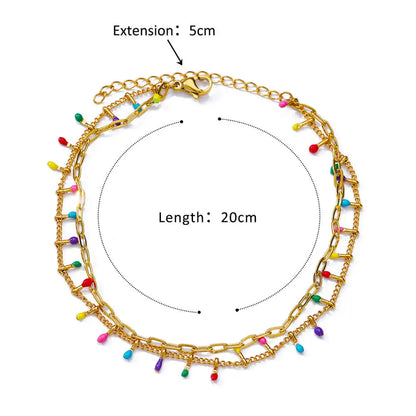 Colorful Boho Drops Anklets For Women Gold Color Stainless Steel Anklet Luxury Wedding Aesthetic Jewelry Gift Free Shipping