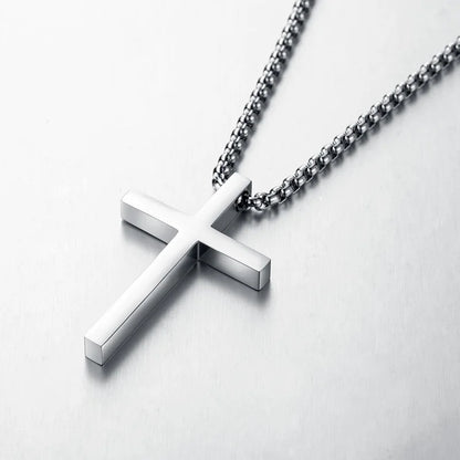 New Stainless Steel Cross Pendant Necklace for Men Women Minimalist Jewelry Male Female Necklaces Chokers Silver Color