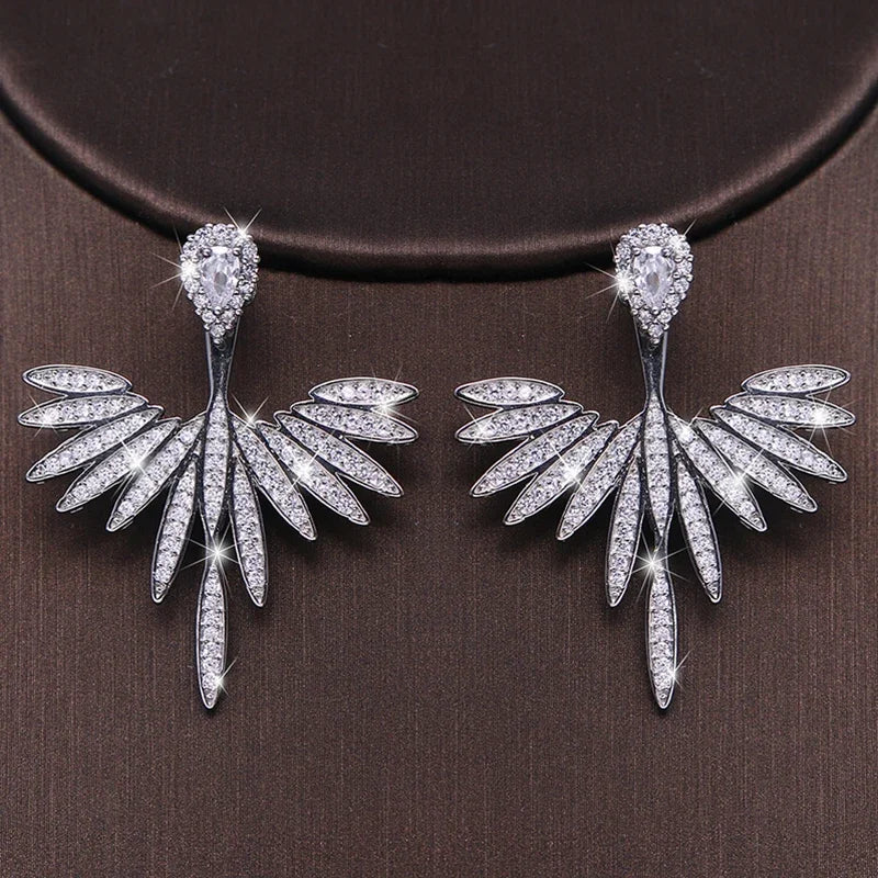 Luxury Trendy Marquise Flower Full Mirco Paved Crystal Zircon Naija Wedding Drop Earring Fashion Party Bridal Jewelry