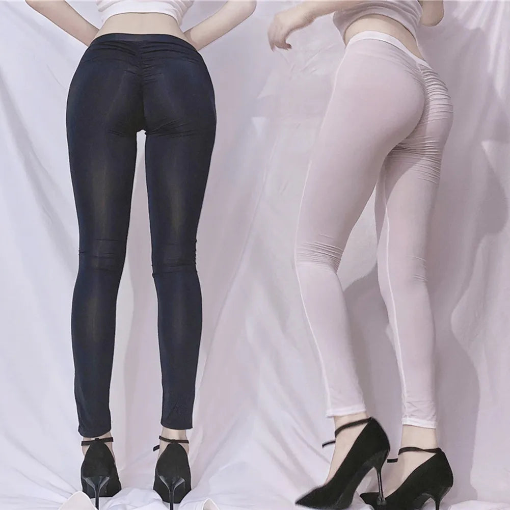 Women's Transparent Leggings Pantyhose High Elastic Sheer Thin