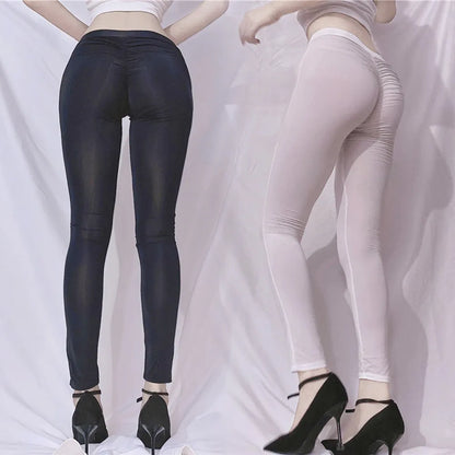 Women's Transparent Leggings Pantyhose High Elastic Sheer Thin