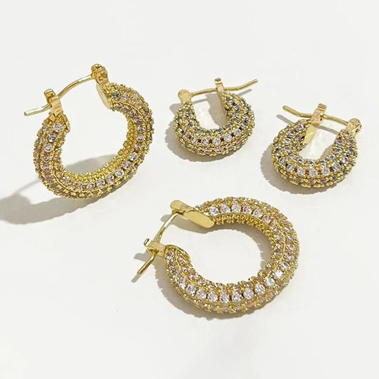 Peri'sBox Large Small Chunky Hoop Earrings Set With Zircon Huggie Earring Hoops Unusual Cute Trendy Earrings For Women Gifts