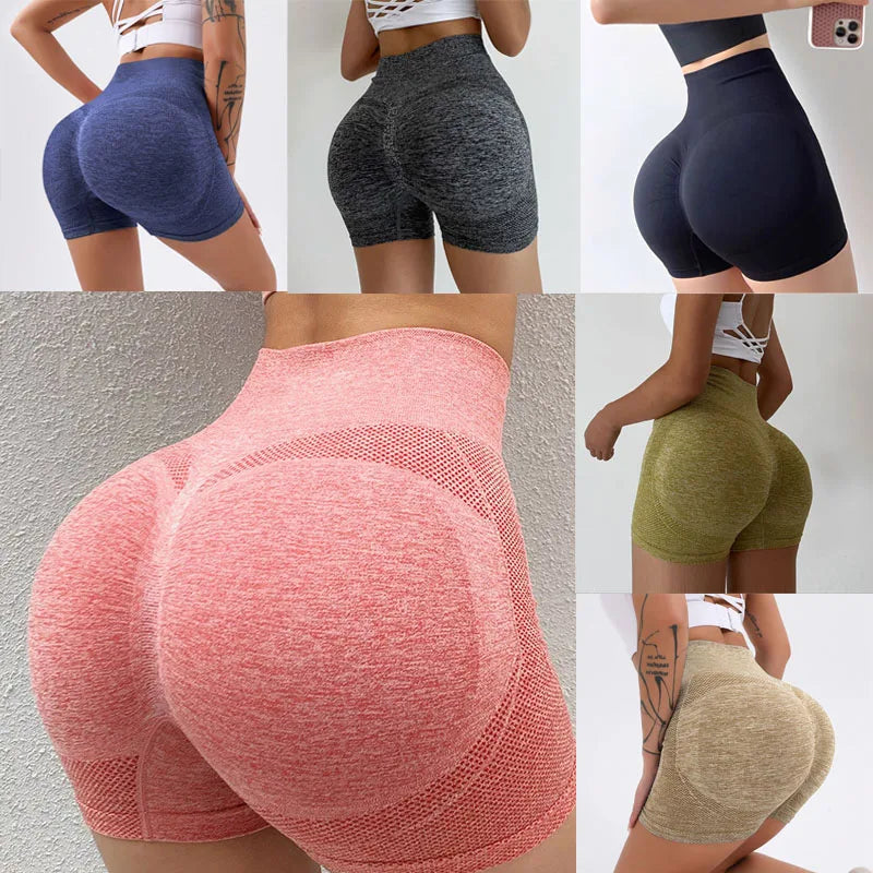 Peach Hip High Waist Stretch Shorts Women Yoga Shorts Fitness Seamless Push Up Trainning Quick Dry Sportwear Running Shorts