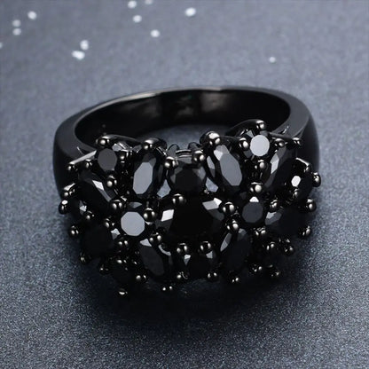 Luxury Rings Unique Female Black Oval Inlaid Cross Border Rings Vintage Big Wedding Rings For Women Men Jewelry Gift Fashion