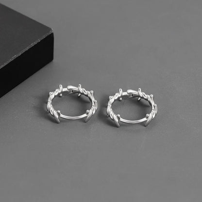 Gothic Silver Color Thorns Hoops Earrings For Women Men Teens Luxury New Fashion Trendy Party Jewelry Aesthetic Accessories