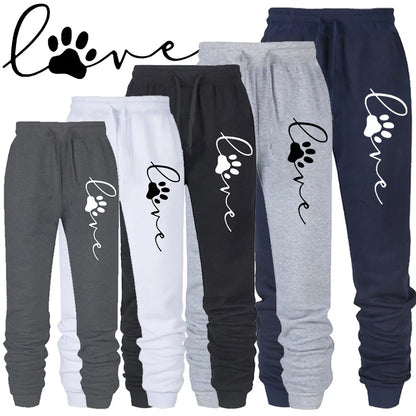 Fashion Cat Paw Printed Trousers Women Pants Loose Cotton Long Pants Men Outwear Jogging Pants S-4XL