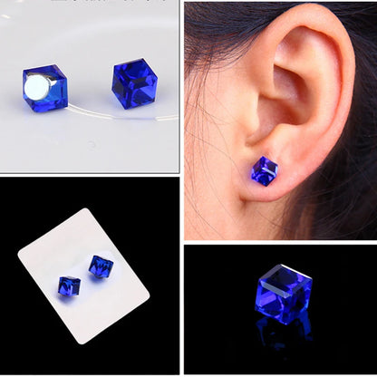 Fashion Versatile Non-Percing Earring Lymphatic Magnetotherapy Jewelry Strong Magnetic Lymphvity Cubic Square Ear Stud for Women