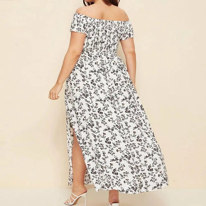 Plus Size Maxi Dress Elastic Chest Wrapped Fine Sewing Long Dress Bohemia Style Off Shoulder Long Dress