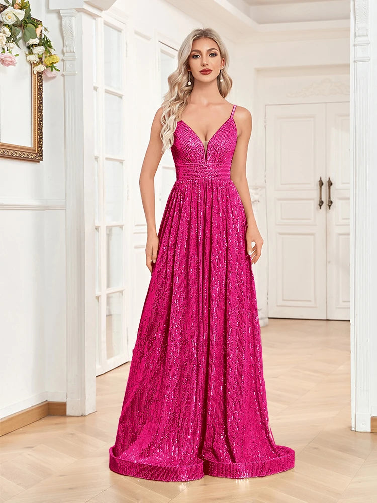 Elegant Backless Sequins Evening Dress Long 2024 Mermaid Formal