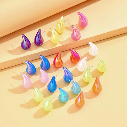 Wholesale 20 Colors AB Colored Clear Blue Purple Green Pink Resin Acrylic Chunky Teardrop Earrings Stud For Women