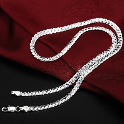 Andara Fine 45-60cm 925 Sterling Silver 6MM Collana completa Bracciale Gioielli di moda per donna Uomo Catena a maglia Set regalo di nozze