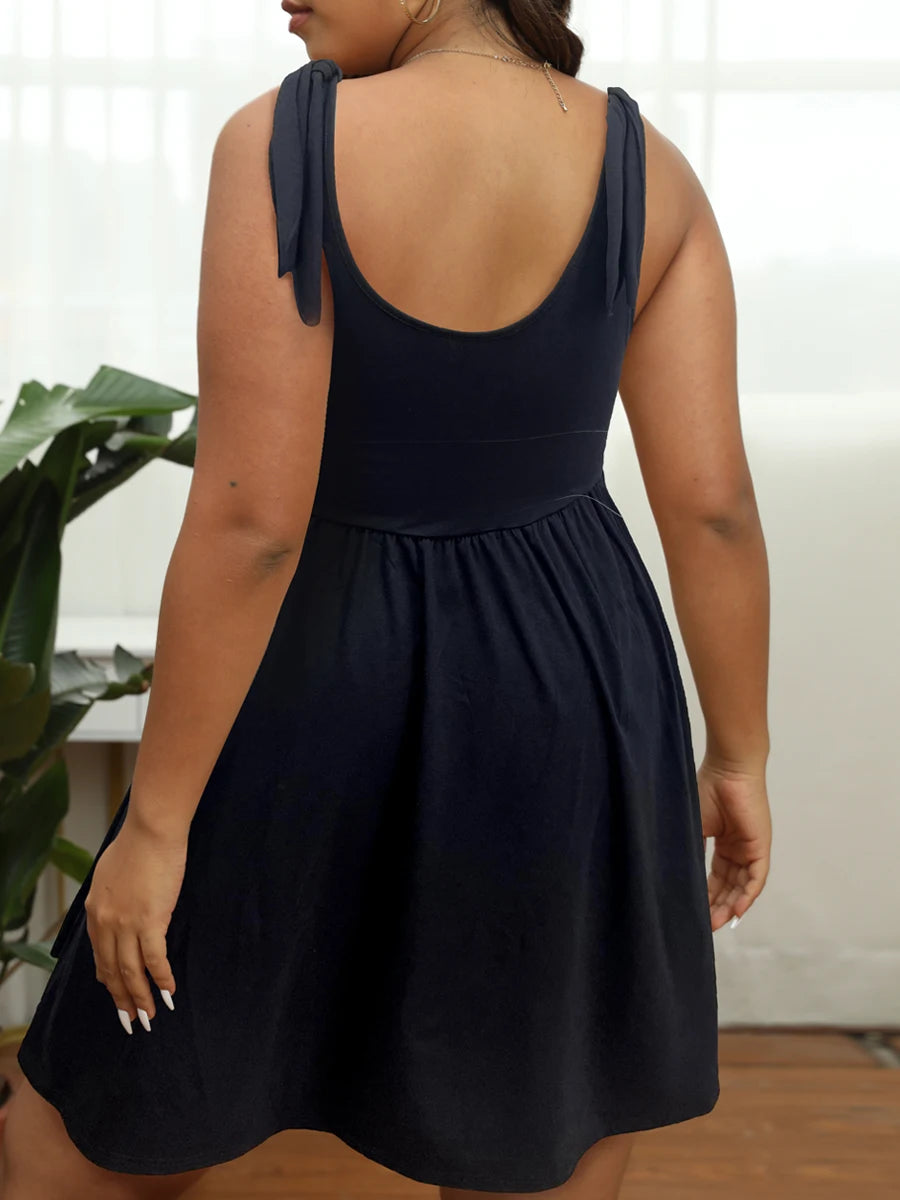 Finjani Plus Size Cami Dress Abiti estivi con orlo svasato solido 2023 Abito elegante da donna