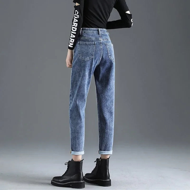 Jeans For Women Clothes Distressed Denim Cotton Pants High Waist Straight Loose Harem Trousers Female Clothes Aesthetic Jeans