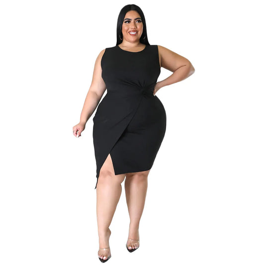 Big Beautiful Women Summer Dress Female Elegant Sexy Robe Girl's Vestidos Lady's Plus Size Office Slit Dress