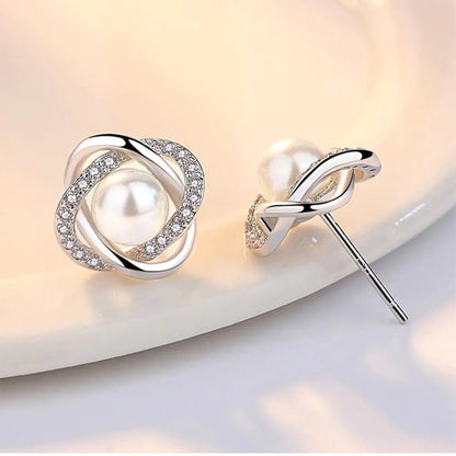 Orecchini in argento sterling 925 di lusso Orecchini con perla di zircone Twist Orecchini di lusso per donne Brincos Pendientes Bijoux