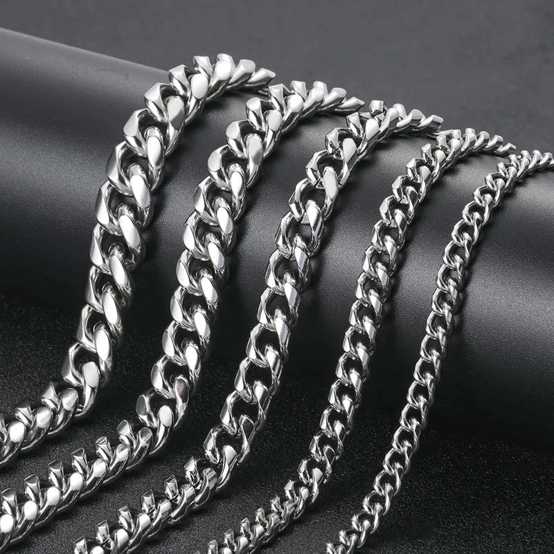 Fashion Stainless Steel Necklace Cuban Chain Men Ladies Punk Hip Hop Will Not Fade Collar Choker Jewelry Gift Free Shipping